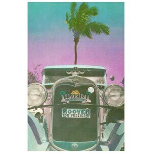 Postcard Florida Land of Sunshine "Hoover for President Model T like car old